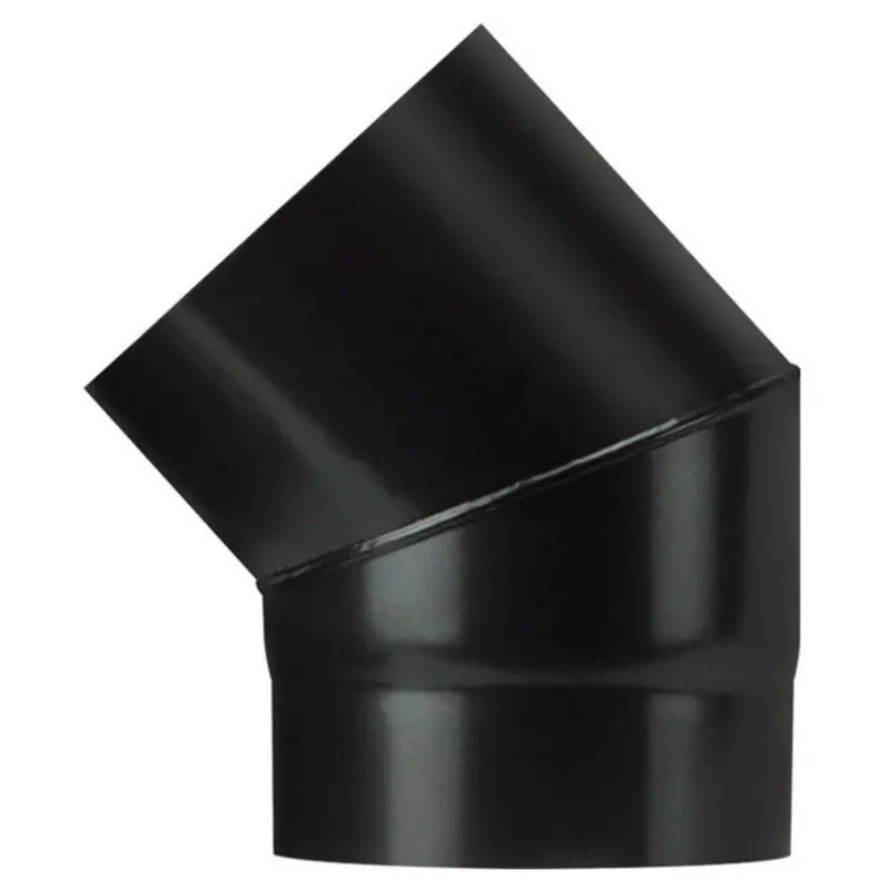 Save Gomito 45° Per Stufa A Legna Porcellanato Plus Light Col. Nero Opaco Ø Cm. 15