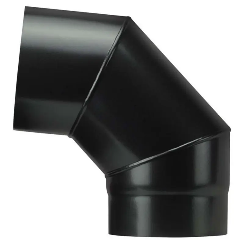 Save Gomito 90° Per Stufa A Legna Porcellanato Plus Light Col. Nero Opaco Ø Cm. 12