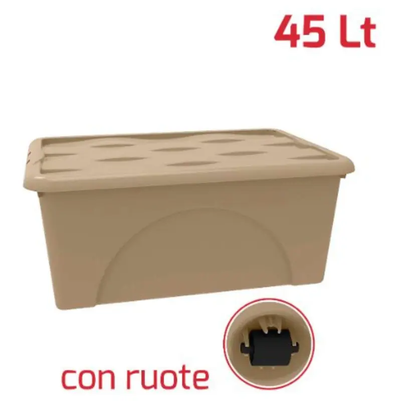 Scatola 45Lt Con Ruote Grigio Tortora - 60X40X25 Cm