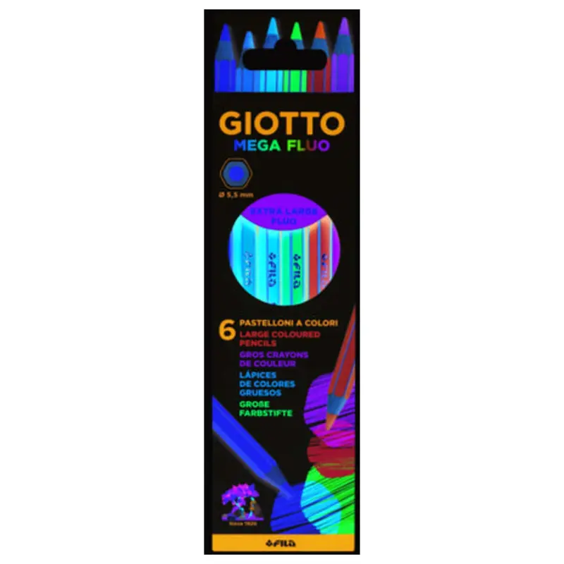 Scatola 6 Pastelli Mega Fluo 2257 X10