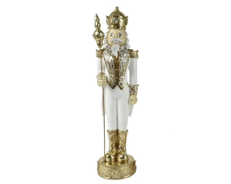 Schiaccianoci natalizio h 38cm bianco ed oro | Rohome