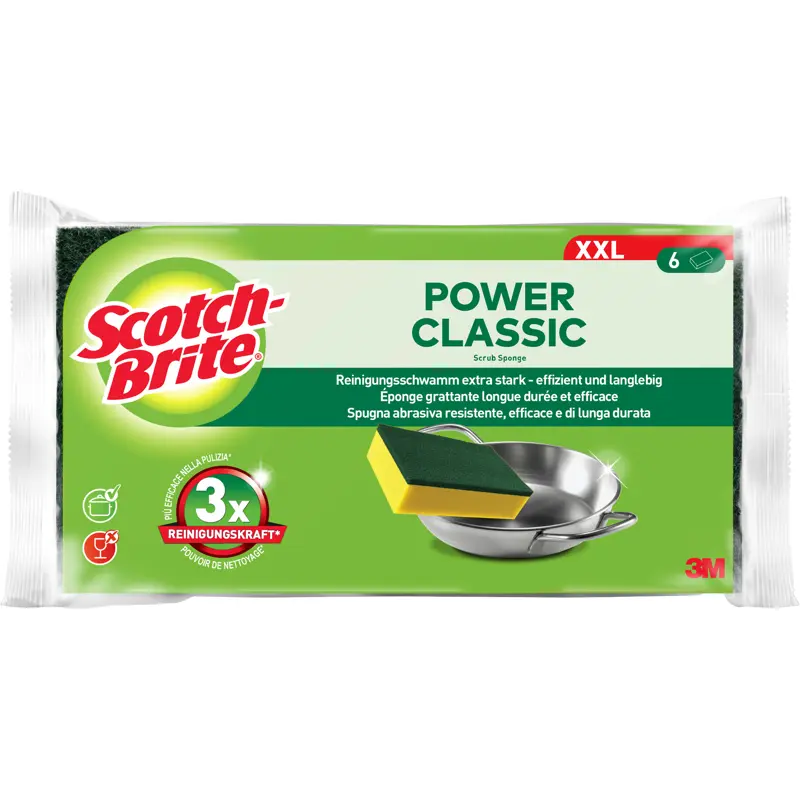 SCOTCH BRITE SPUGNA ABRASIVA POWER CLASSIC 6 PEZZI