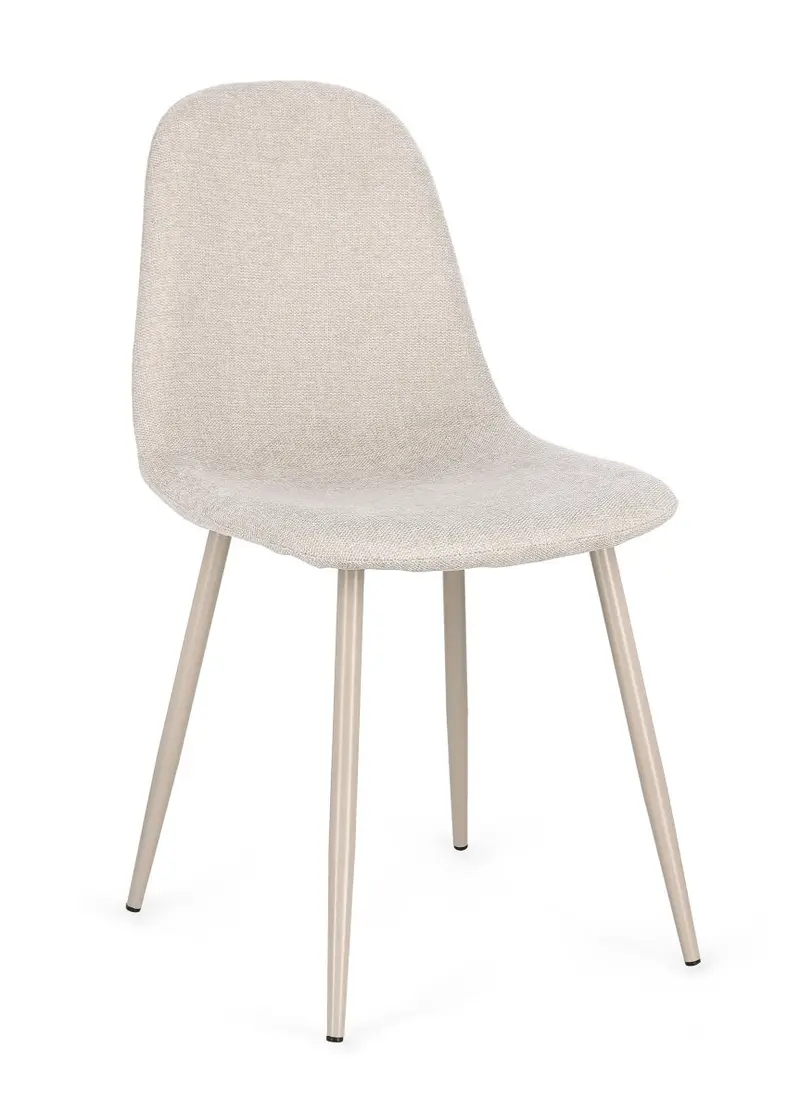 Sedia in tessuto tortora beige con gambe in acciaio verniciate | Rohome