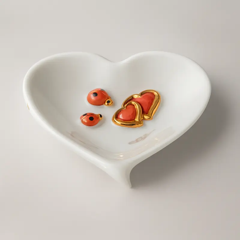 Ser Capodimonte Ciotolina Cuore Coccinella Porcellana 10 cm