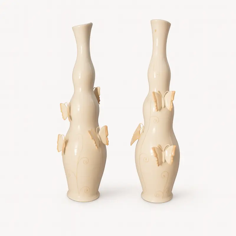SER Capodimonte – Vaso Farfalle in Porcellana H43 cm