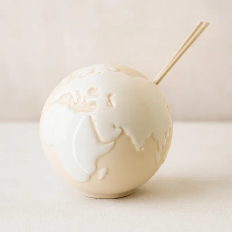 Ser Diffusore Mappamondo Globo Porcellana Avorio Ø 10 cm