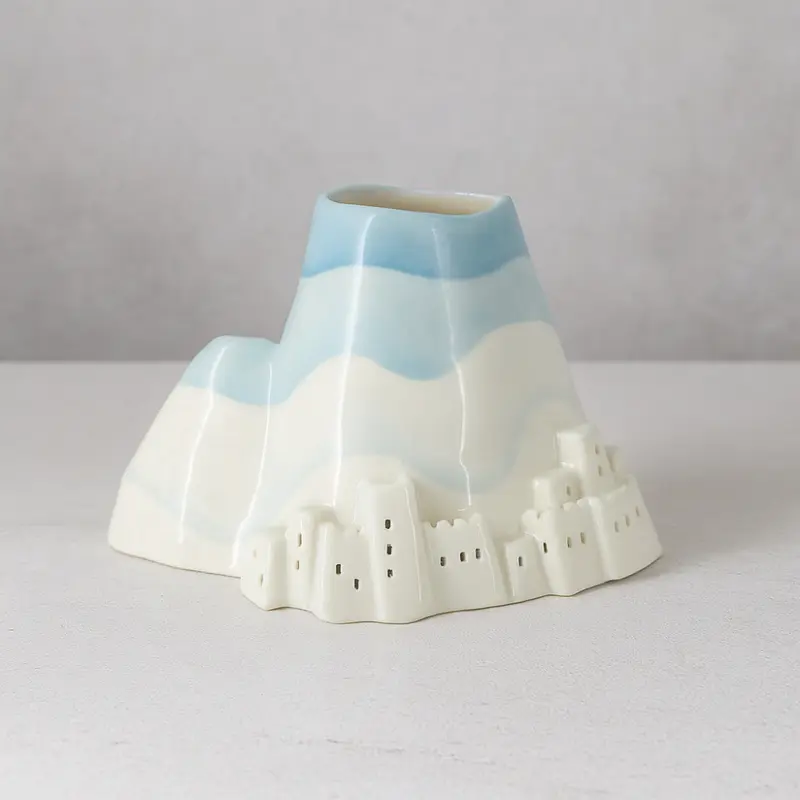 Ser Diffusore Vesuvio Porcellana Capodimonte H 10x16 cm Celeste
