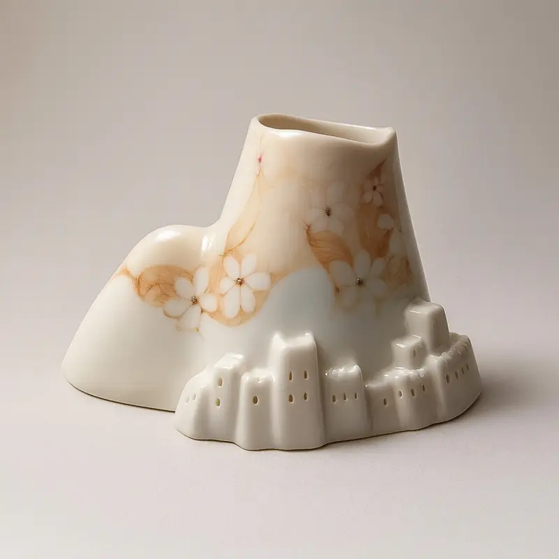 Ser Diffusore Vesuvio Porcellana Capodimonte H 10x16 cm Ivory