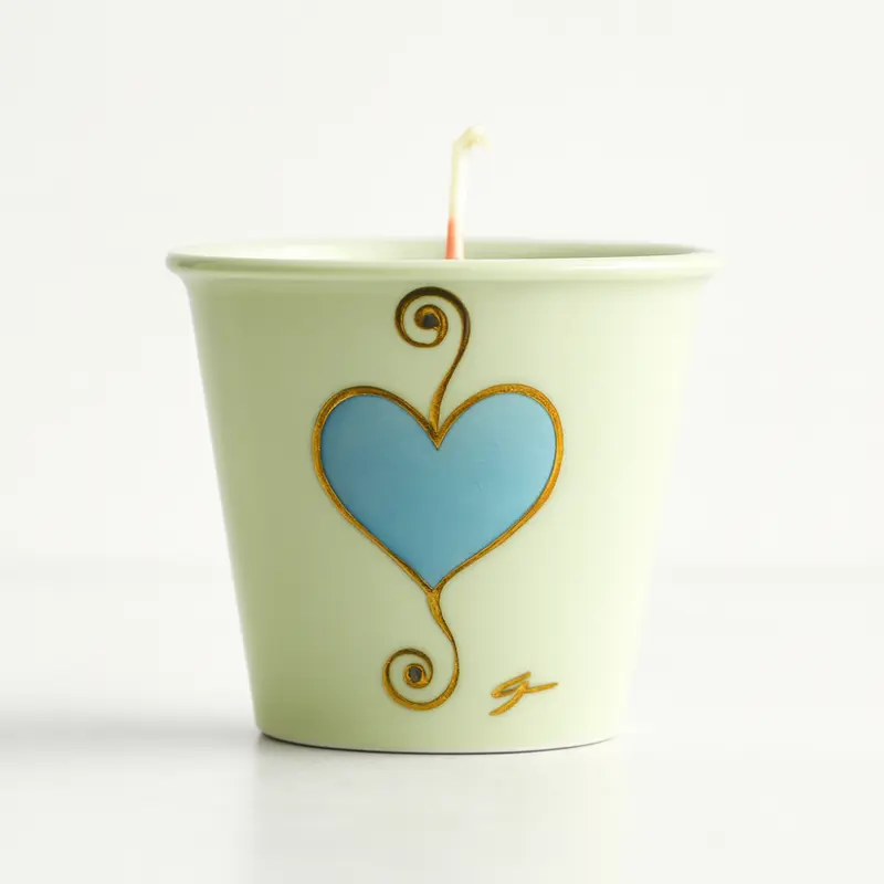 Ser Porta Candela Profumata Cuore Avion Porcellana Capodimonte 6x7 cm
