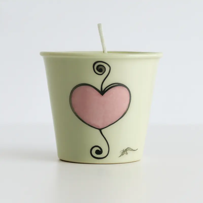 Ser Porta Candela Profumata Cuore Rosa Porcellana Capodimonte 6x7 cm