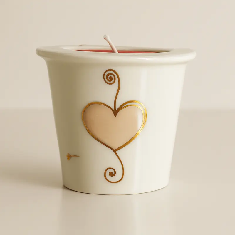 Ser Porta Candela Profumata Porcellana Capodimonte 8x9,5 cm Cuore