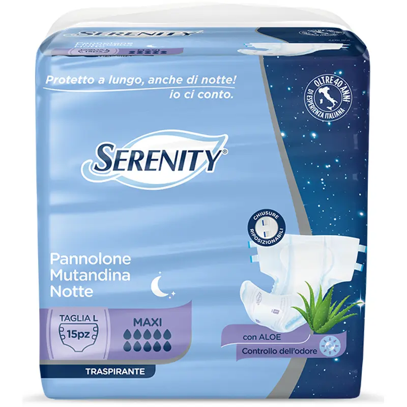 SERENITY PANNOLONE MUTANDINA NOTTE TAGLIA L MAXI 15 PEZZI DISPOSITIVO MEDICO CE DI CLASSE 1