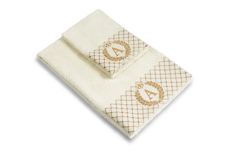 Set 2 asciugamani con iniziale asciugamano viso + asciugamano ospite Made in Italy