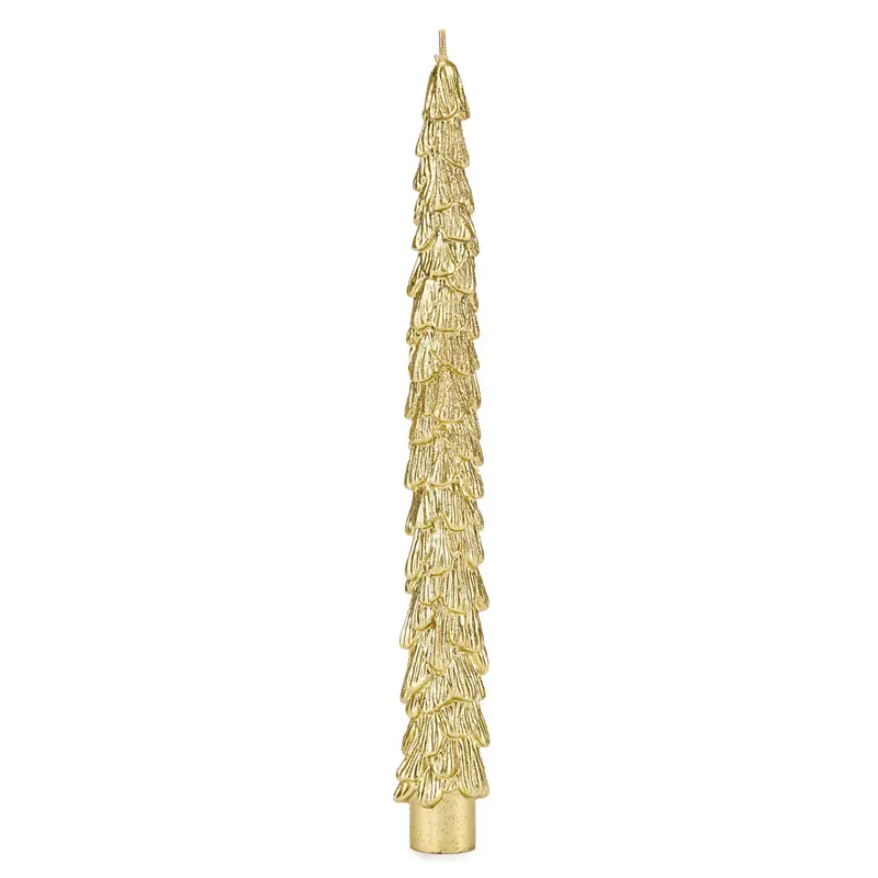 Set 2 Candele Natalizie Stelo Oro Albero H25 cm