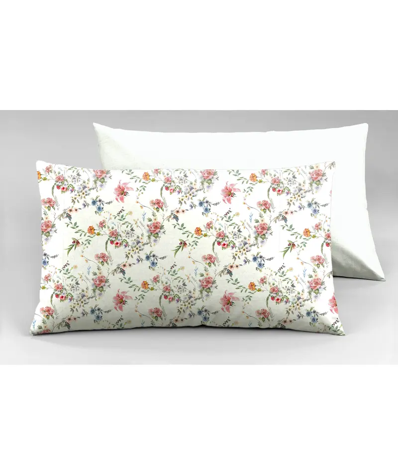 Set 2 federe coppia di federe Set 2 federe coppia di federe bifaccia doubleface stampa digitale 100% cotone Made in Italy SOTTOBOSCO/BIANCO