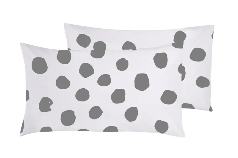 Set 2 federe coppia di federe stampa digitale 100% cotone, Made in Italy DOT MAXI GRIGIO
