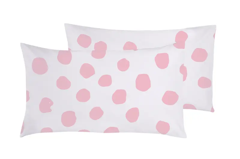 Set 2 federe coppia di federe stampa digitale 100% cotone, Made in Italy DOT MAXI  ROSA