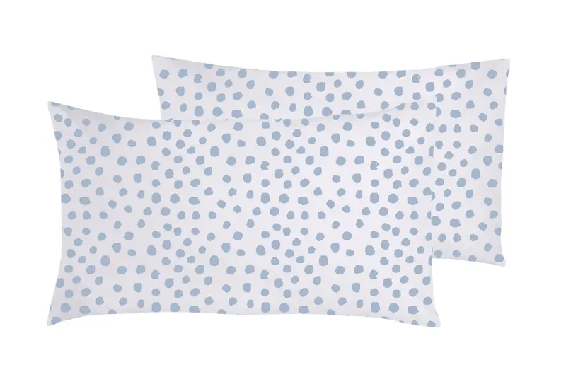 Set 2 federe coppia di federe stampa digitale 100% cotone Made in Italy DOT MINI CELESTE