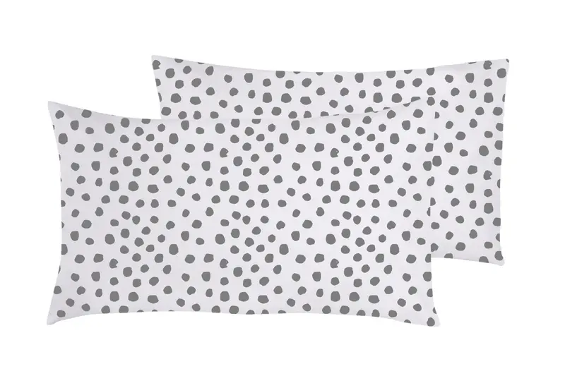 Set 2 federe coppia di federe stampa digitale 100% cotone Made in Italy DOT MINI GRIGIO