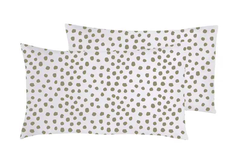 Set 2 federe coppia di federe stampa digitale 100% cotone, Made in Italy DOT MINI TORTORA