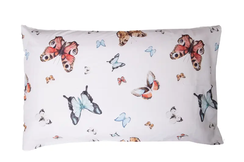 Set 2 federe coppia di federe stampa digitale 100% cotone, Made in Italy FARFALLE MULTICOLOR