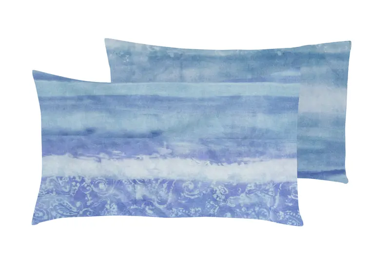 Set 2 federe coppia di federe stampa digitale 100% cotone, Made in Italy MARE