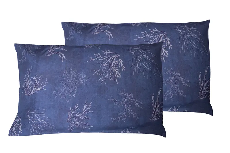 Set 2 federe coppia di federe stampa digitale 100% cotone, Made in Italy OCEANO BLU
