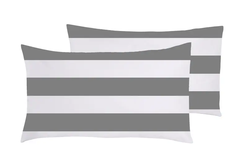 Set 2 federe coppia di federe stampa digitale 100% cotone, Made in Italy RIGA MAXI GRIGIO