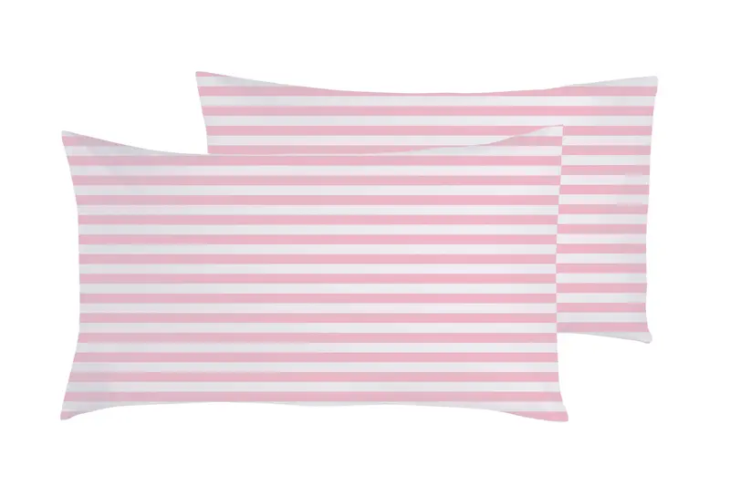 Set 2 federe coppia di federe stampa digitale 100% cotone, Made in Italy RIGA MINI ROSA