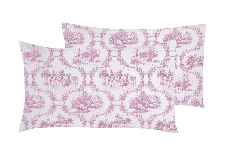 Set 2 federe coppia di federe stampa digitale 100% cotone Made in Italy TOILE DE JOUY BORGOGNA