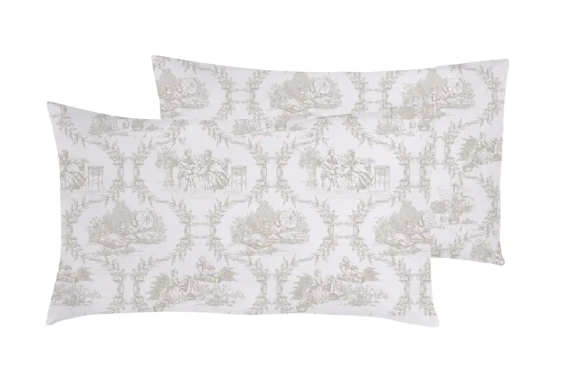 Set 2 federe coppia di federe stampa digitale 100% cotone, Made in Italy TOILR DE JOUY CAMARGUE
