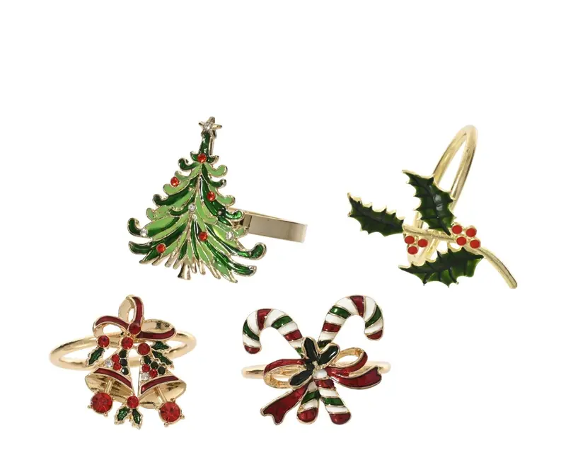 Set 2 portatovaglioli con soggetti natalizi assortiti | Rohome