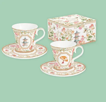 Set 2 tazzine caffè 80ml con piattino Jardins d'orient | Rohome