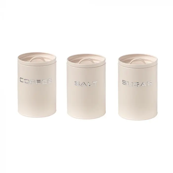 Set 3 Barattoli in latta colore avorio | rohome