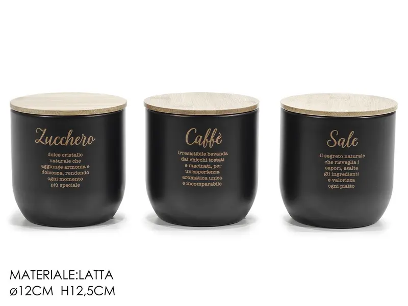 Set 3 Barattoli in latta colore nero | rohome