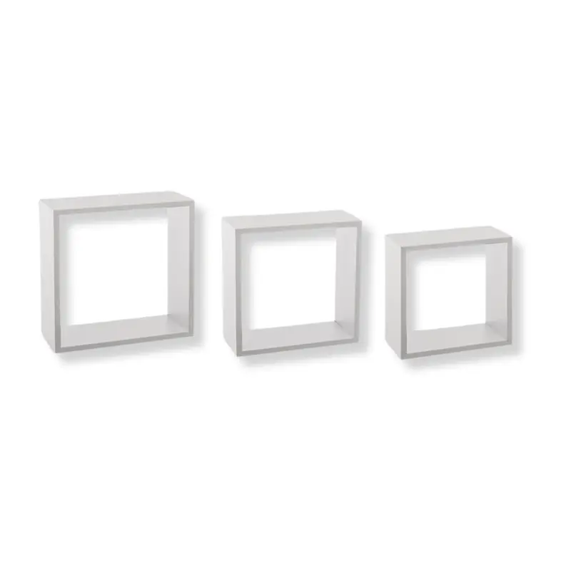 Set 3 Mensole Parete Legno Vari Colori Formato XL MDF Portaoggetti Muro Multiuso Scaffali Quadrati Salvaspazio Casa Ufficio