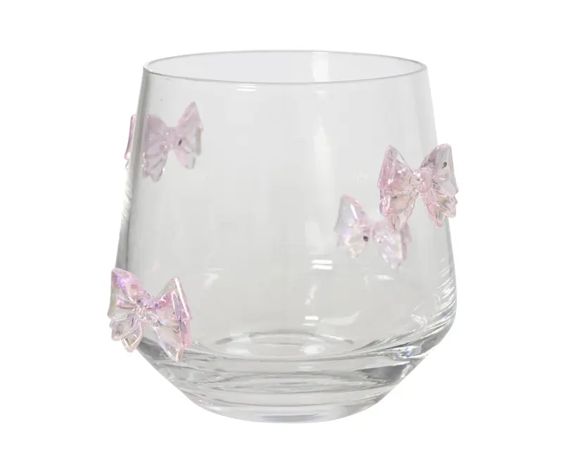 Set 4 bicchieri d'acqua con fiocchi rosa in vetro soffiato | rohome