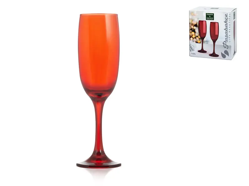 Set 6 Calici Flute Imperial In Vetro Rosso Cl 21