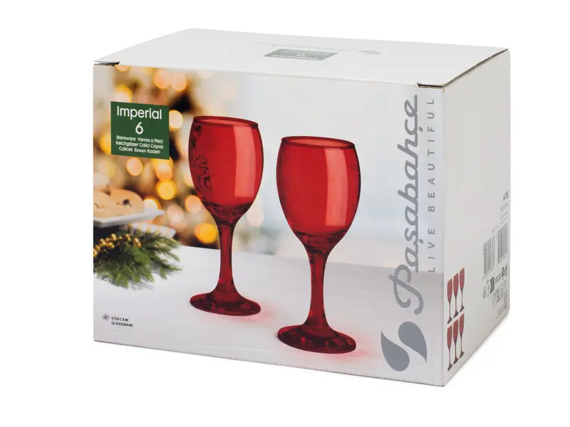 Set 6 Calici Imperial In Vetro Rosso Cl 25