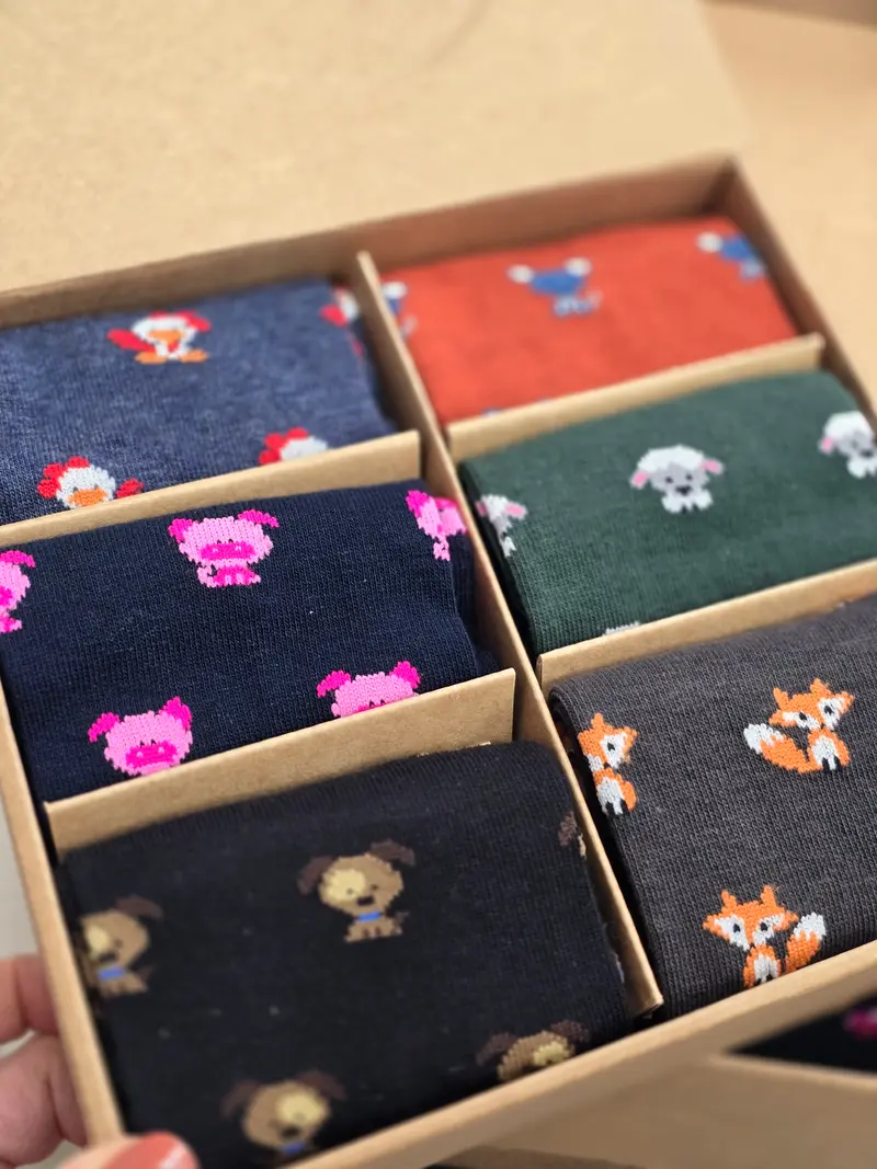 Set 6 calze corte uomo caldo cotone animals