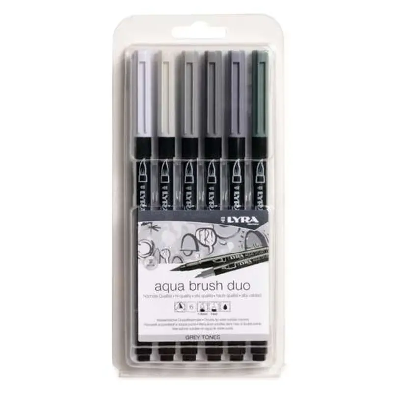 SET 6 PENNARELLI AQUA BRUSH DUO grey tones x1