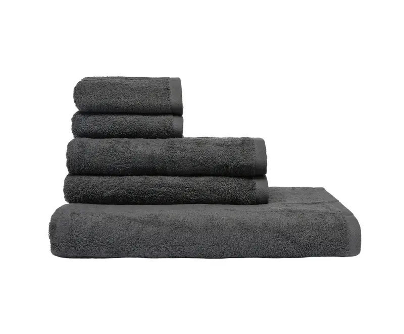 Set Asciugamani 5 Pezzi (2 Asciugamano viso 2 Asciugamano ospite 1 Telo bagno doccia) soffici morbidi assorbenti GRIGIO FUMO