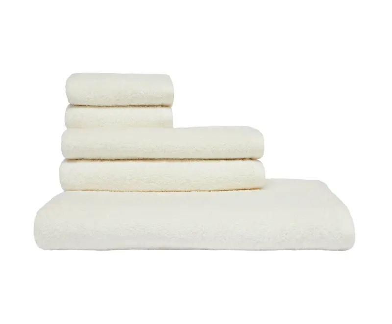 Set Asciugamani 5 Pezzi (2 Asciugamano viso 2 Asciugamano ospite 1 Telo bagno doccia) soffici morbidi assorbenti PANNA