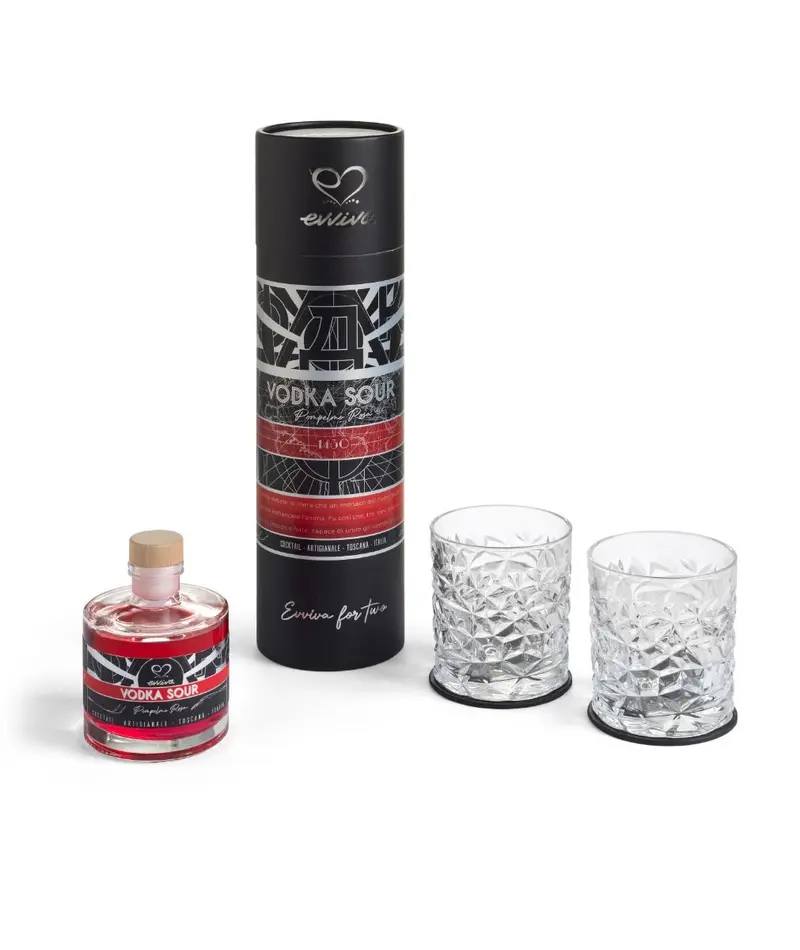 Set bottiglia e 2 bicchieri vodka sour pompelmo rosa | Rohome