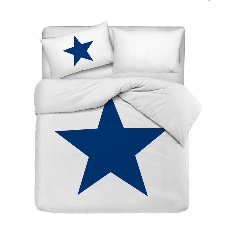 Set copripiumino federe letto 100% cotone stampa digitale STELLA BLU/BIANCO