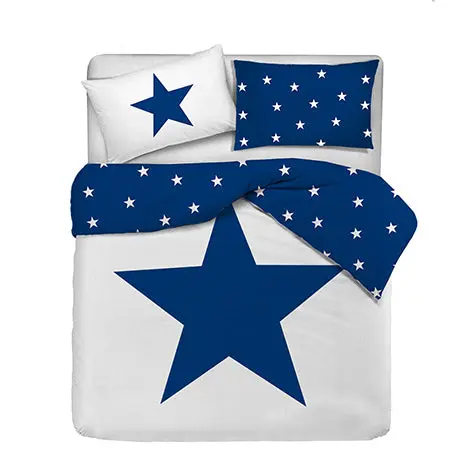 Set copripiumino federe letto 100% cotone stampa digitale STELLA BLU/STELLINE
