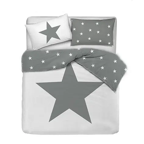 Set copripiumino federe letto 100% cotone stampa digitale STELLA GRIGIO/STELLINE