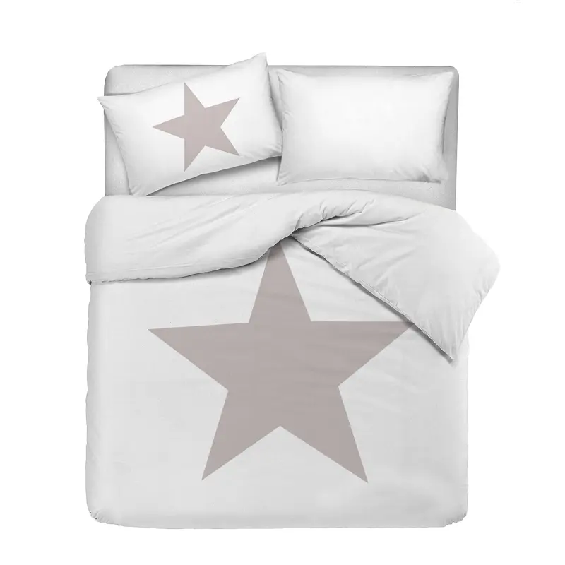 Set copripiumino federe letto 100% cotone stampa digitale STELLA ROSA/BIANCO