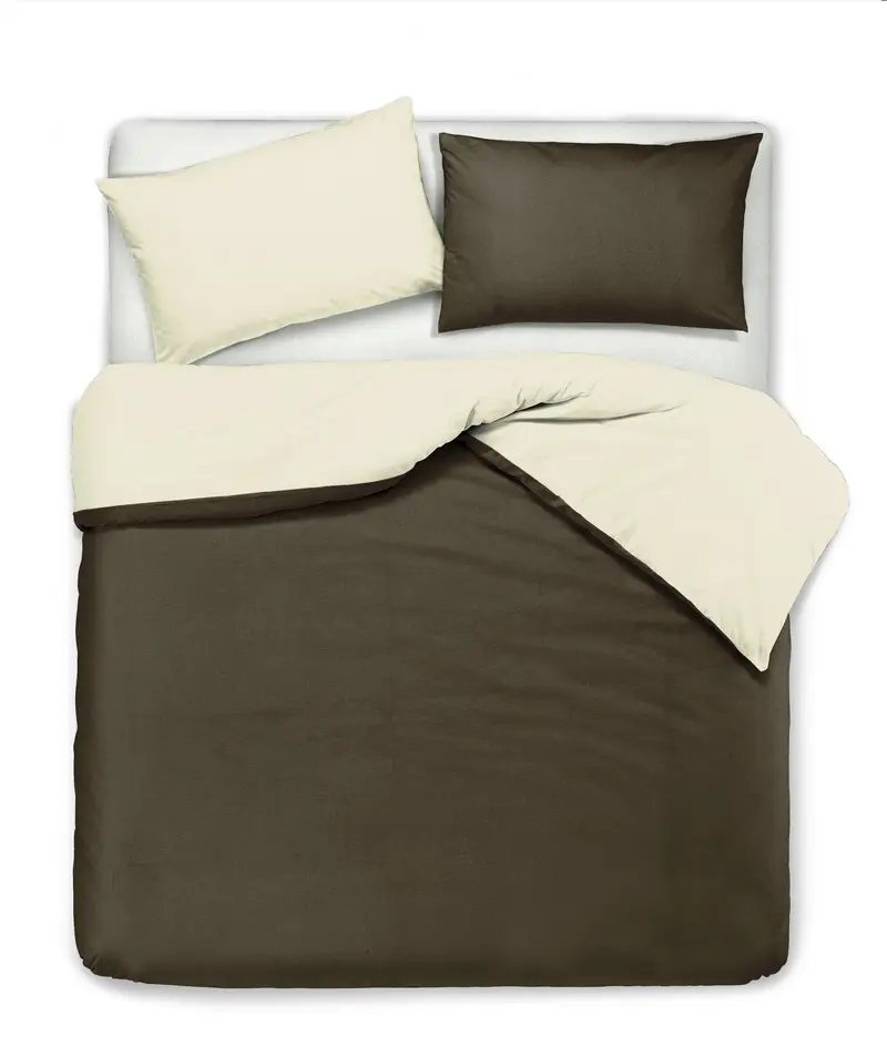 Set copripiumino federe letto bicolor double face parure copripiumino in cotone made in Italy NATURALE/CACAO