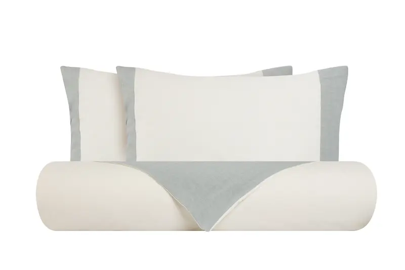 Set copripiumino federe parure copripiumino misto lino Made in Italy NATURALE/GRIGIO